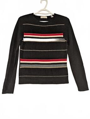 Lord & Taylor 2 Two Ply Cashmere Sweater - Stylish Striped Design